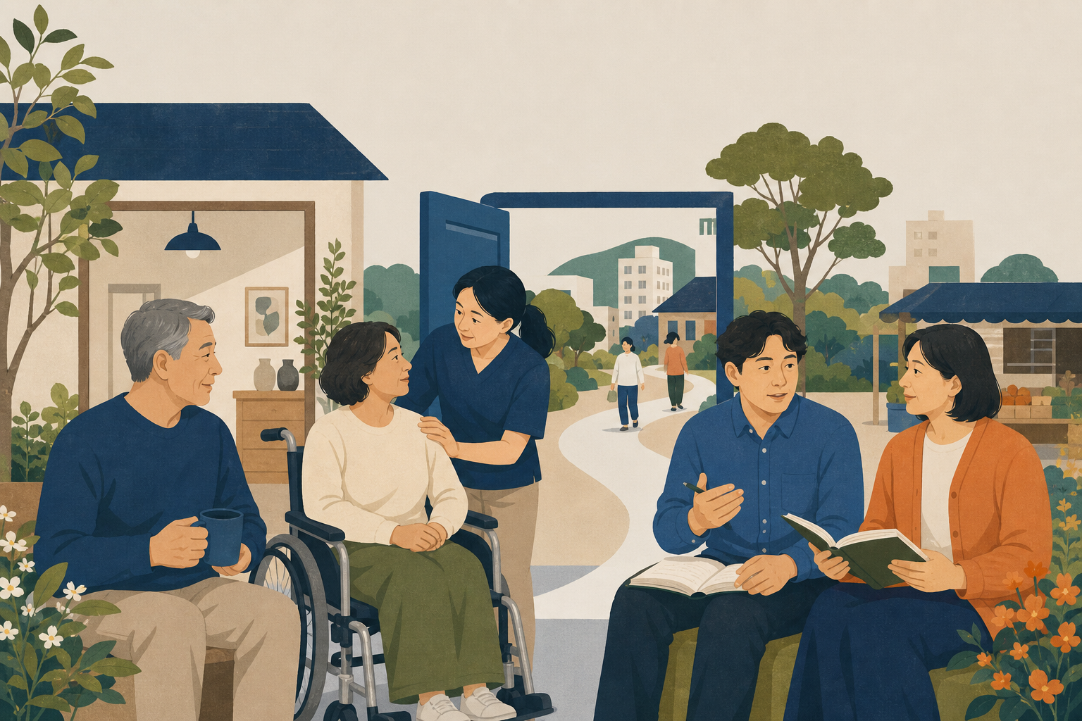 장애인과 비장애인이 지역사회에서 함께 배우고 생활하는 모습